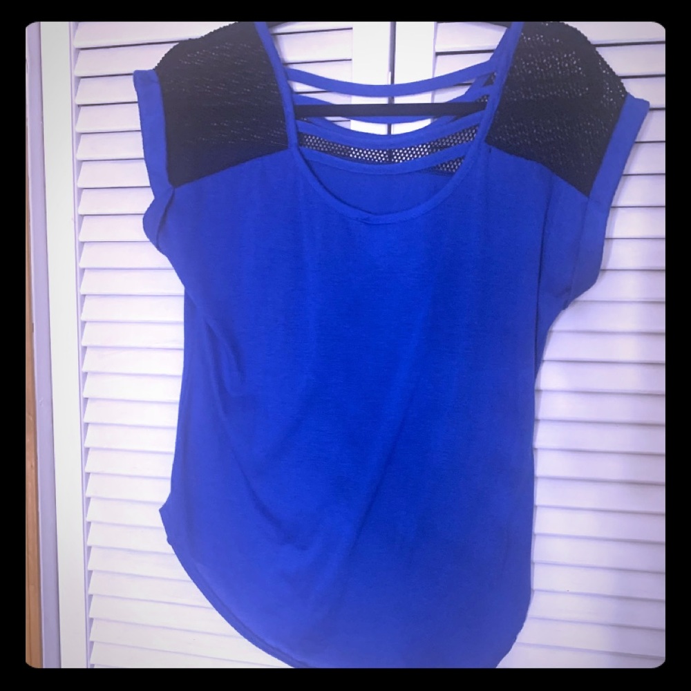 💙Sapphire Blue with black mesh Top.💙Gently worn.